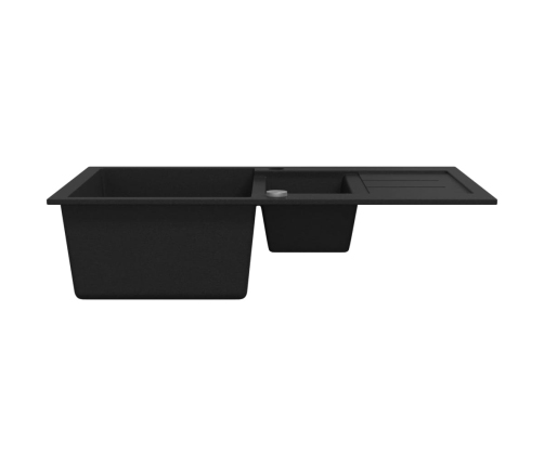 vidaXL virtuves izlietne, divas bļodas, melna, granīts