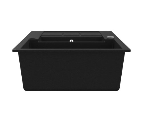 vidaXL virtuves izlietne, divas bļodas, melna, granīts