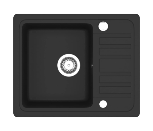 vidaXL virtuves izlietne, viena bļoda, melna, granīts