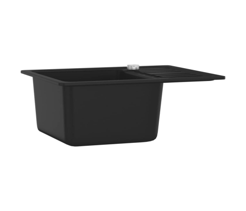 vidaXL virtuves izlietne, viena bļoda, melna, granīts