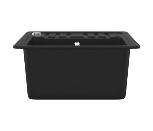 vidaXL virtuves izlietne, viena bļoda, melna, granīts