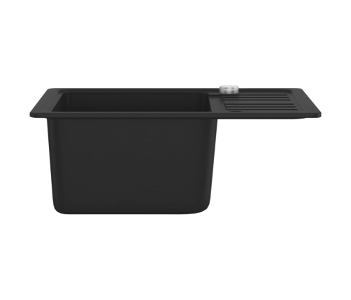 vidaXL virtuves izlietne, viena bļoda, melna, granīts