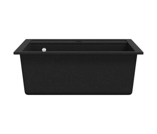 vidaXL virtuves izlietne, viena bļoda, melna, granīts