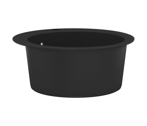 vidaXL virtuves izlietne, viena bļoda, melna, apaļa, granīta