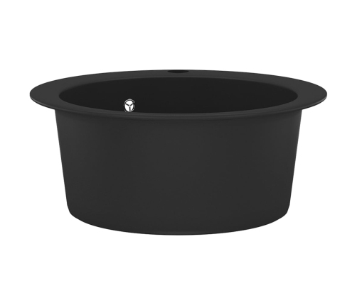 vidaXL virtuves izlietne, viena bļoda, melna, apaļa, granīta