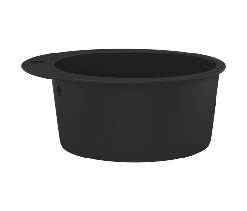 vidaXL virtuves izlietne, viena bļoda, melna, apaļa, granīta