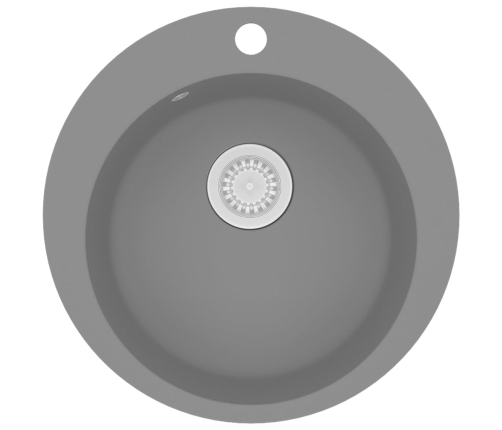 vidaXL virtuves izlietne, viena bļoda, apaļa, pelēka, granīts