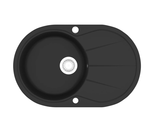 vidaXL virtuves izlietne, viena bļoda, ovāla, melna, granīts