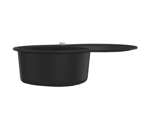 vidaXL virtuves izlietne, viena bļoda, ovāla, melna, granīts