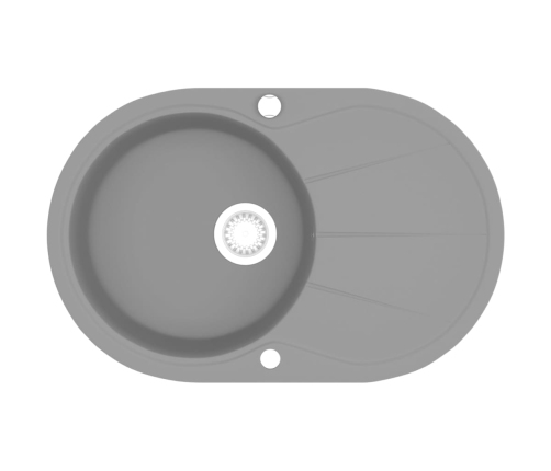 vidaXL virtuves izlietne, viena bļoda, ovāla, pelēka, granīts