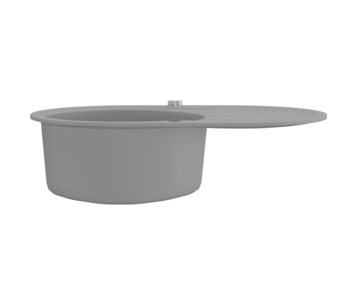 vidaXL virtuves izlietne, viena bļoda, ovāla, pelēka, granīts