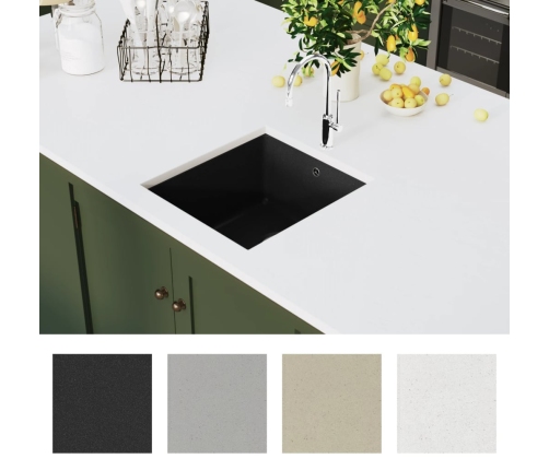 vidaXL virtuves izlietne, viena bļoda, melna, granīts