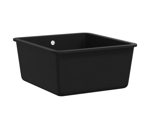 vidaXL virtuves izlietne, viena bļoda, melna, granīts