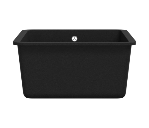 vidaXL virtuves izlietne, viena bļoda, melna, granīts