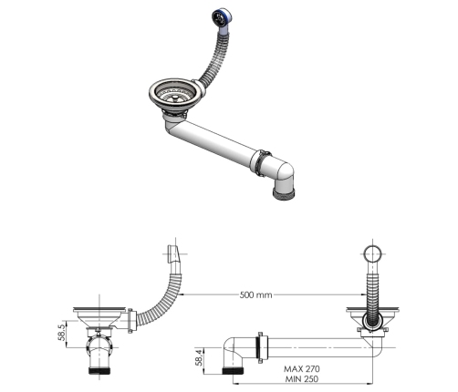 vidaXL virtuves izlietne, viena bļoda, melna, granīts