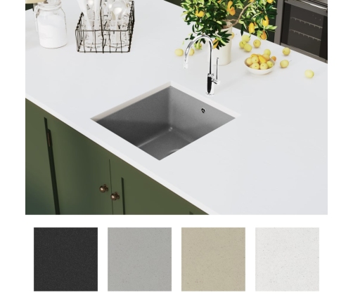 vidaXL virtuves izlietne, viena bļoda, pelēka, granīts