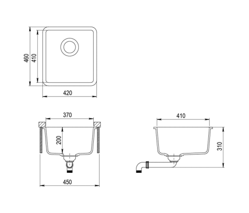 vidaXL virtuves izlietne, viena bļoda, pelēka, granīts