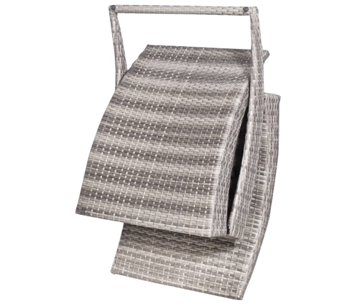 vidaXL saliekams sauļošanās krēsls ar matraci, PE rotangpalma, pelēks