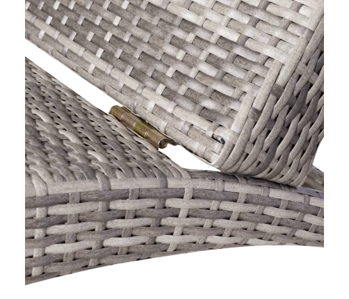 vidaXL saliekams sauļošanās krēsls ar matraci, PE rotangpalma, pelēks