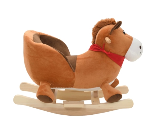 vidaXL bērnu šūpuļkrēsls ar atzveltni, 60x32x50 cm, zirgs, brūns plīšs