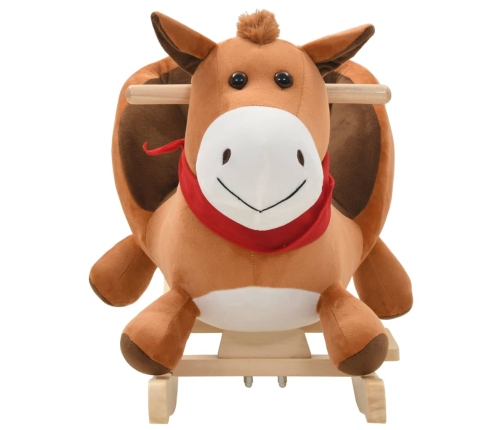 vidaXL bērnu šūpuļkrēsls ar atzveltni, 60x32x50 cm, zirgs, brūns plīšs