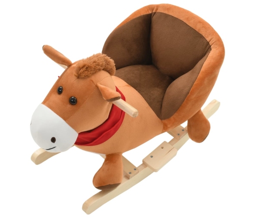 vidaXL bērnu šūpuļkrēsls ar atzveltni, 60x32x50 cm, zirgs, brūns plīšs