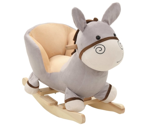 vidaXL rotaļu šūpuļkrēsls ar atzveltni, 60x32x50 cm, ēzelis, pelēks