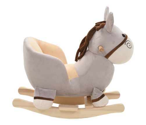 vidaXL rotaļu šūpuļkrēsls ar atzveltni, 60x32x50 cm, ēzelis, pelēks