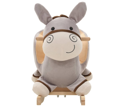 vidaXL rotaļu šūpuļkrēsls ar atzveltni, 60x32x50 cm, ēzelis, pelēks