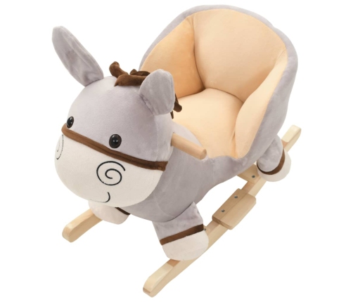 vidaXL rotaļu šūpuļkrēsls ar atzveltni, 60x32x50 cm, ēzelis, pelēks