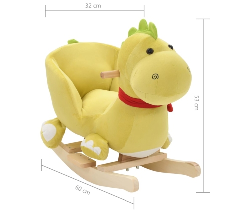 Rotaļu Šūpuļkrēsls Ar Atzveltni, 60X32X50 Cm, Pūķis, Zaļš Vidaxl