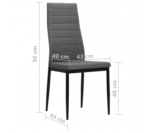 vidaXL virtuves krēsli, 4 gab., gaiši pelēks audums