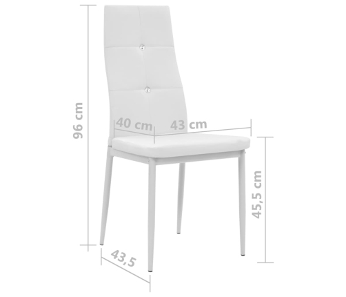 vidaXL virtuves krēsli, 4 gab., balta mākslīgā āda