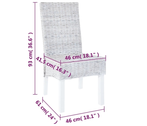 Virtuves Krēsli, 2 Gab., Brūni, Kubu Rotangpalma, Mahagonijs Koks Vidaxl