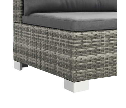 vidaXL 10-daļīgs dārza atpūtas mēbeļu komplekts, matrači, pelēks PE