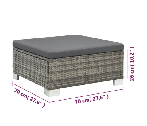 vidaXL 10-daļīgs dārza atpūtas mēbeļu komplekts, matrači, pelēks PE