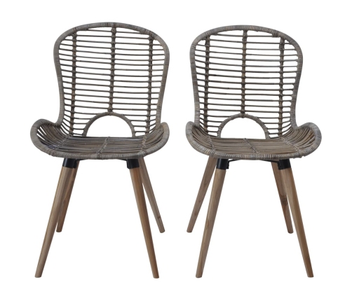 vidaXL virtuves krēsli, 2 gab., brūni, dabīga rotangpalma