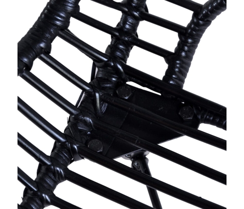 vidaXL virtuves krēsli, 2 gab., melni, dabīga rotangpalma