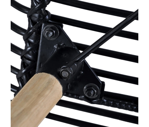 vidaXL virtuves krēsli, 2 gab., melni, dabīga rotangpalma