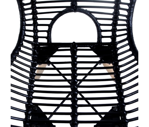 vidaXL virtuves krēsli, 4 gab., melni, dabīga rotangpalma