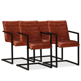 Virtuves Krēsli, 4 Gab., Brūna Dabīgā Āda Vidaxl