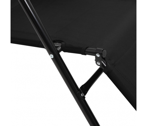 vidaXL sauļošanās krēsli, 2 gab., ar kāju balstu, tērauds, melni