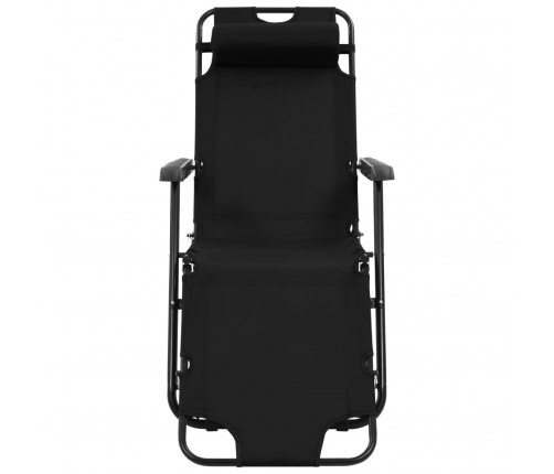 vidaXL sauļošanās krēsli, 2 gab., ar kāju balstu, tērauds, melni