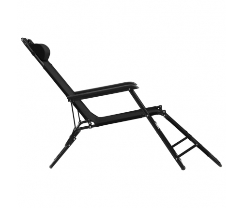 vidaXL sauļošanās krēsli, 2 gab., ar kāju balstu, tērauds, melni