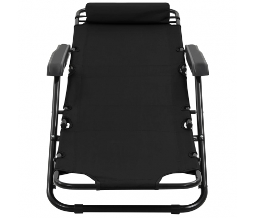 vidaXL sauļošanās krēsli, 2 gab., ar kāju balstu, tērauds, melni