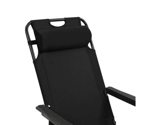 vidaXL sauļošanās krēsli, 2 gab., ar kāju balstu, tērauds, melni