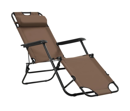 vidaXL sauļošanās krēsli, 2 gab., ar kāju balstu, tērauds, brūni