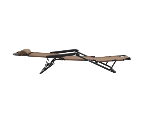 vidaXL sauļošanās krēsli, 2 gab., ar kāju balstu, tērauds, brūni