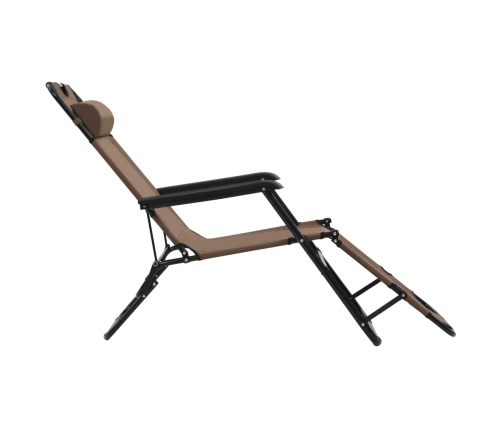 vidaXL sauļošanās krēsli, 2 gab., ar kāju balstu, tērauds, brūni