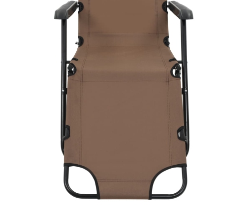 vidaXL sauļošanās krēsli, 2 gab., ar kāju balstu, tērauds, brūni